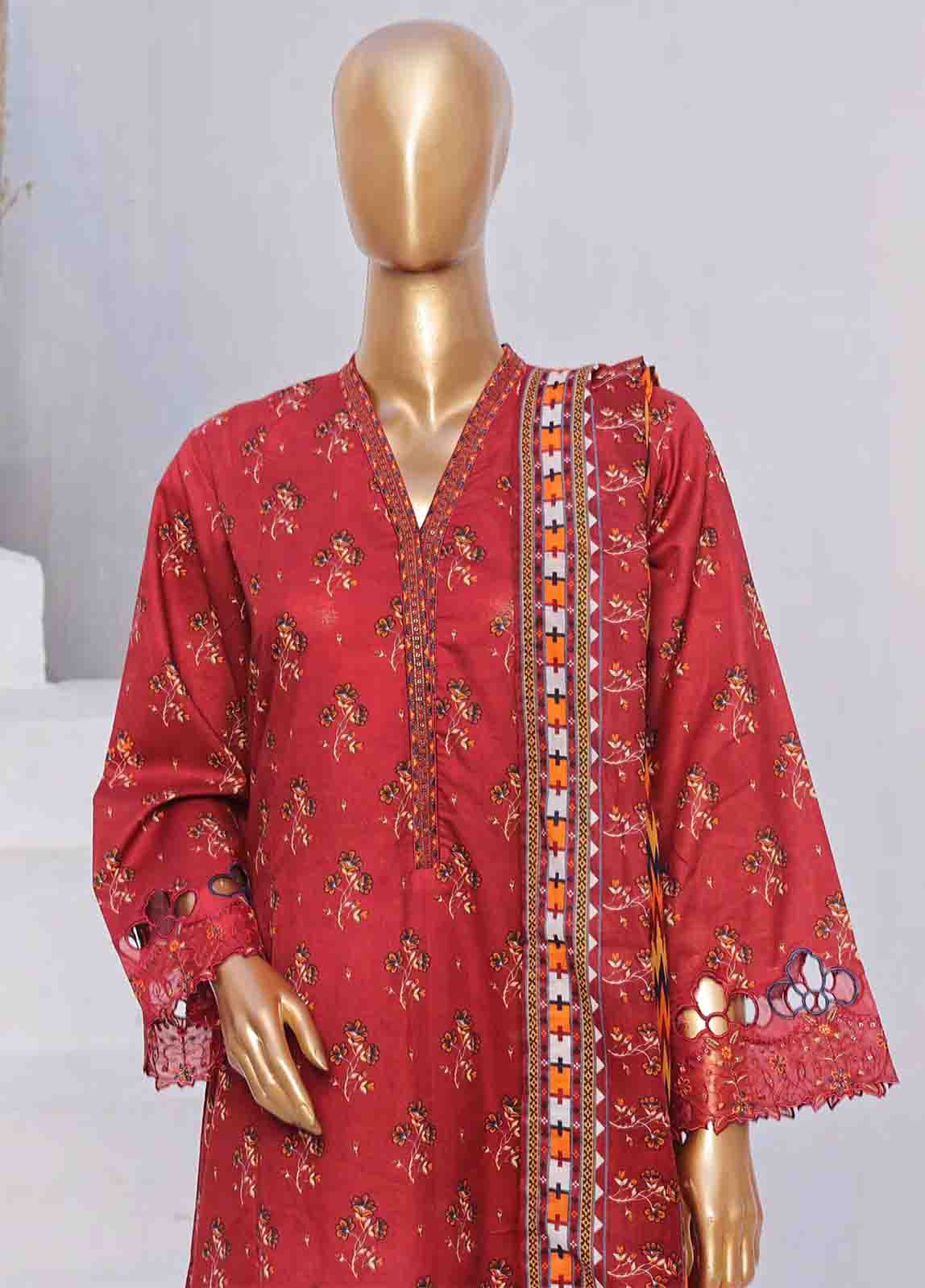 Bin Saeed Fabric - SMLF-FR-128 B- 3 Piece Embroidered Stitched Suit
