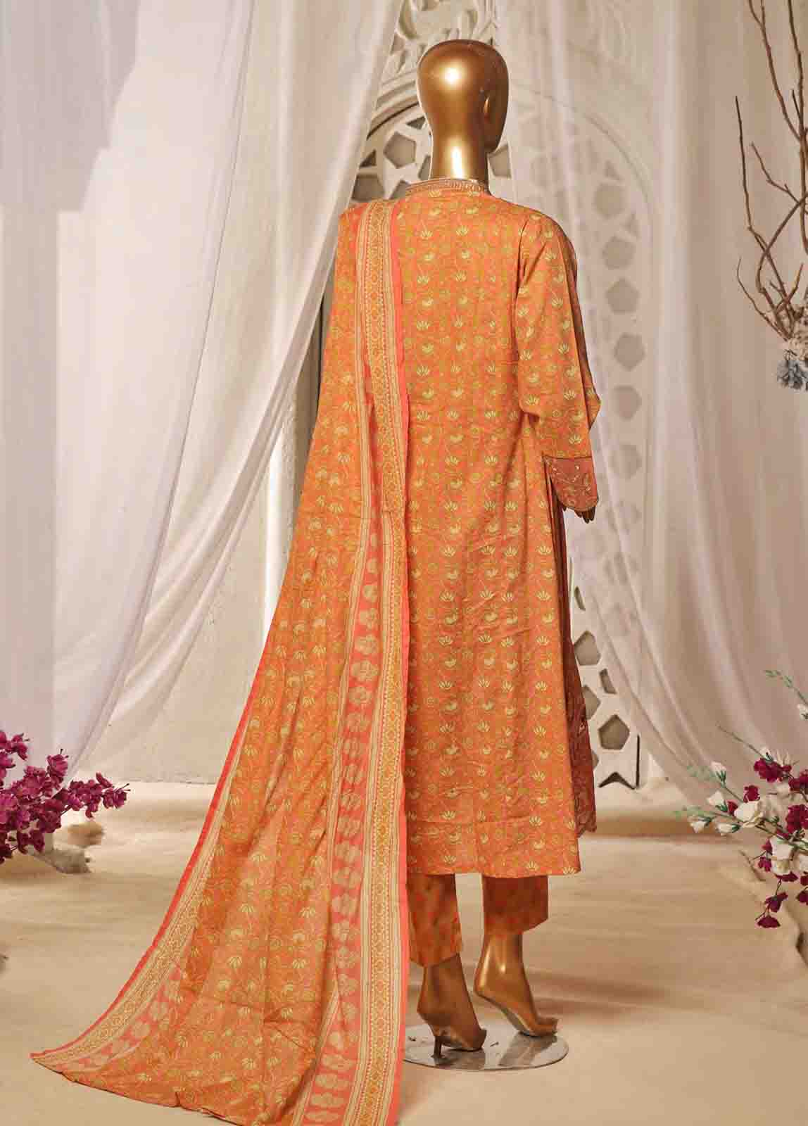 Bin Saeed Fabric - SMLF-FR-135 B- 3 Piece Embroidered Stitched Suit