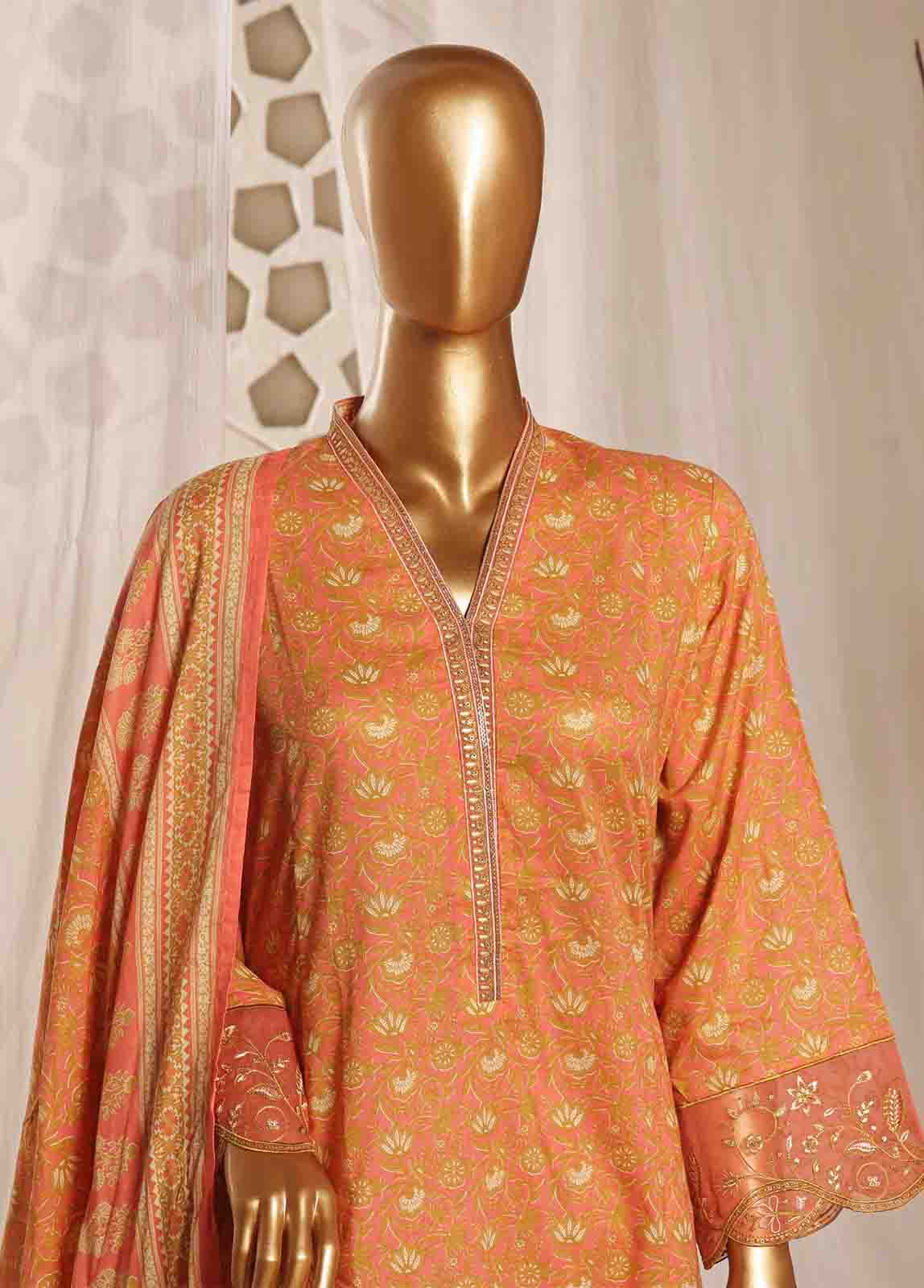 Bin Saeed Fabric - SMLF-FR-135 B- 3 Piece Embroidered Stitched Suit