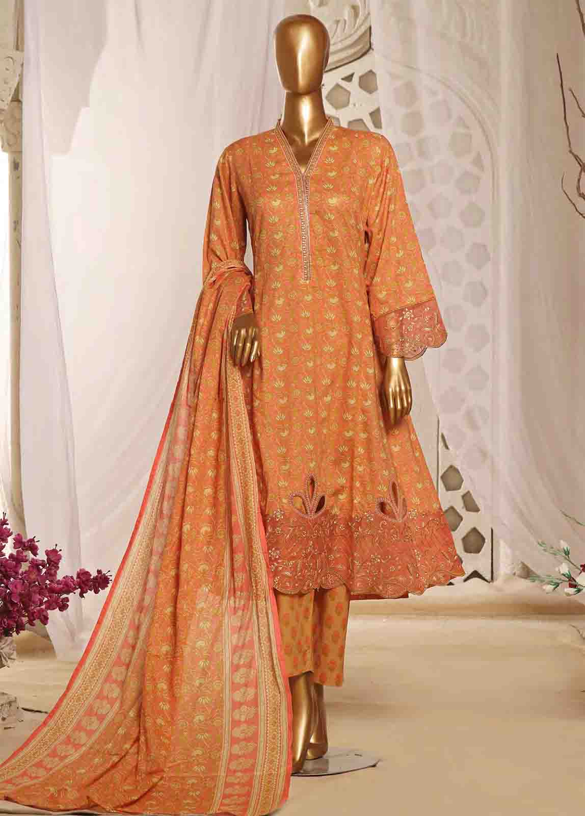 Bin Saeed Fabric - SMLF-FR-135 B- 3 Piece Embroidered Stitched Suit