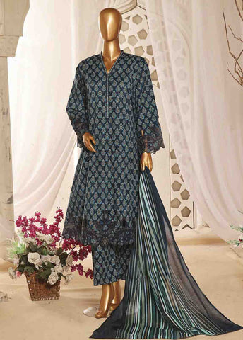 Bin Saeed Fabric - SMLF-FR-626- 3 Piece Frock Style Stitched Suit