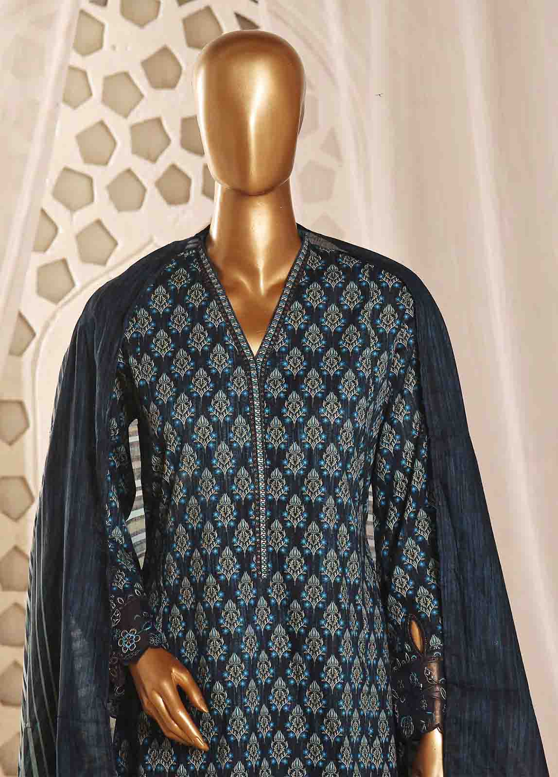 Bin Saeed Fabric - SMLF-FR-626- 3 Piece Frock Style Stitched Suit