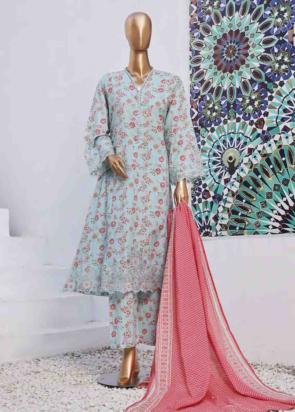 Bin Saeed Fabric - SMLF-FR-627- 3 Piece Embroidered Stitched Suit