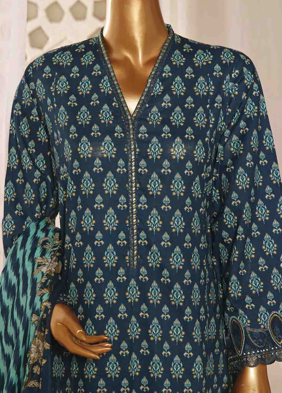 Bin Saeed Fabric - SMLF-FR-630- 3 Piece Frock Style Stitched Suit