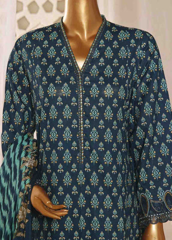 Bin Saeed Fabric - SMLF-FR-630- 3 Piece Frock Style Stitched Suit