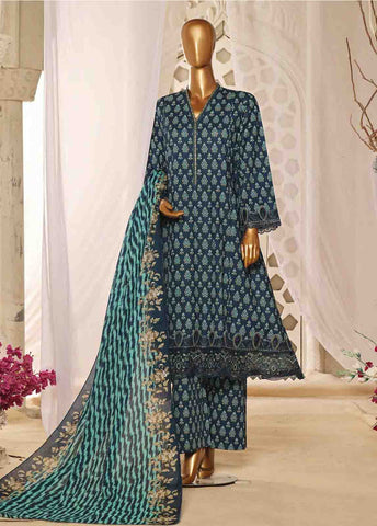 Bin Saeed Fabric - SMLF-FR-630- 3 Piece Frock Style Stitched Suit