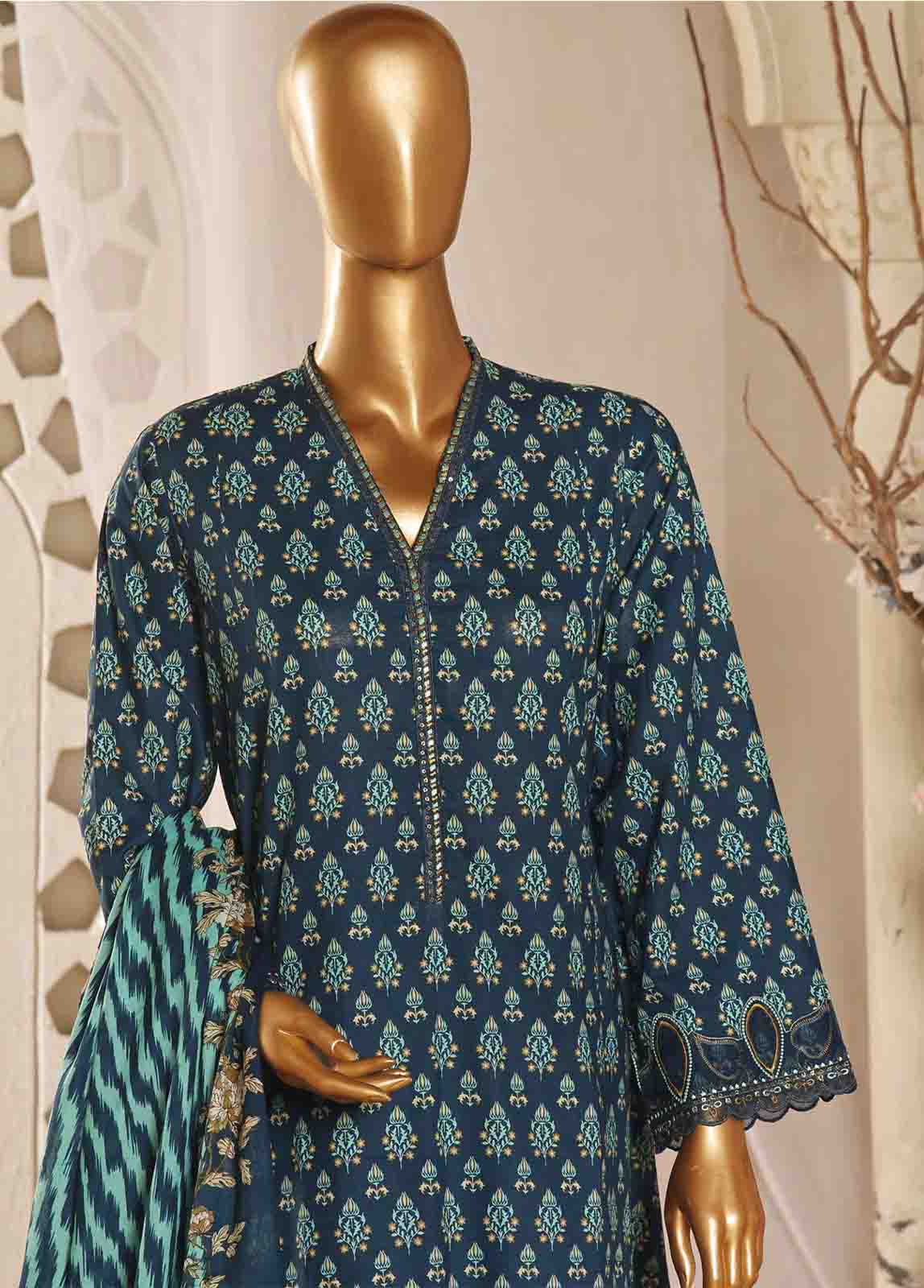 SMLF-FR-630- 3 Piece Embroidered Stitched Suit