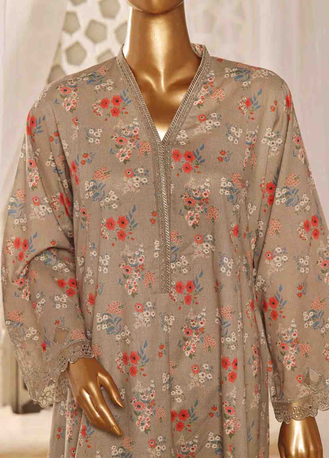 Bin Saeed Fabric - SMLF-FR-631- 3 Piece Frock Style Stitched Suit