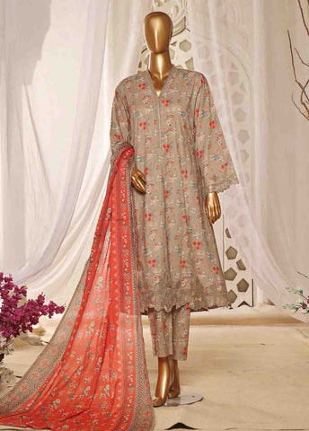 Bin Saeed Fabric - SMLF-FR-631- 3 Piece Frock Style Stitched Suit