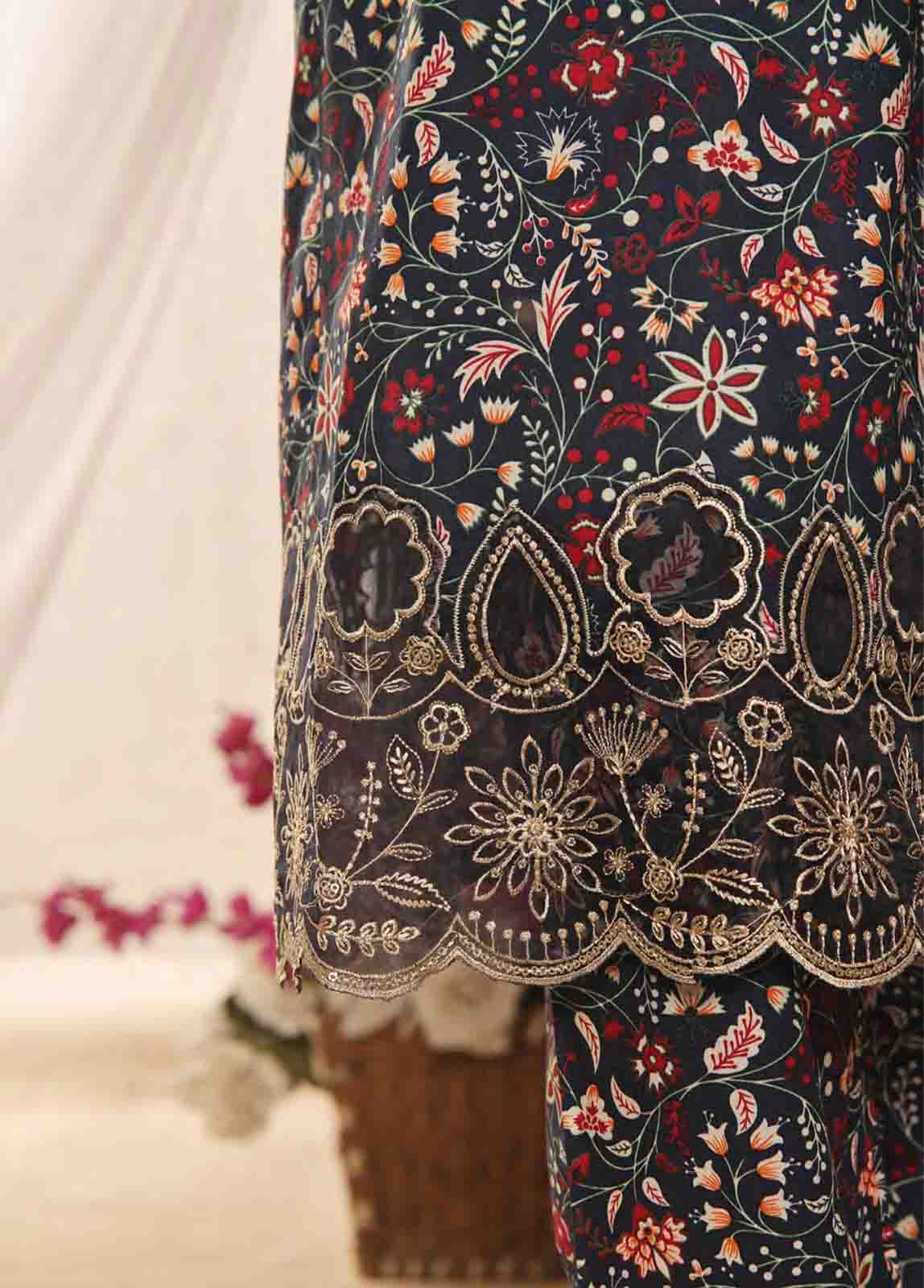 Bin Saeed Fabric - SMLF-FR-632- 3 Piece Frock Style Stitched Suit