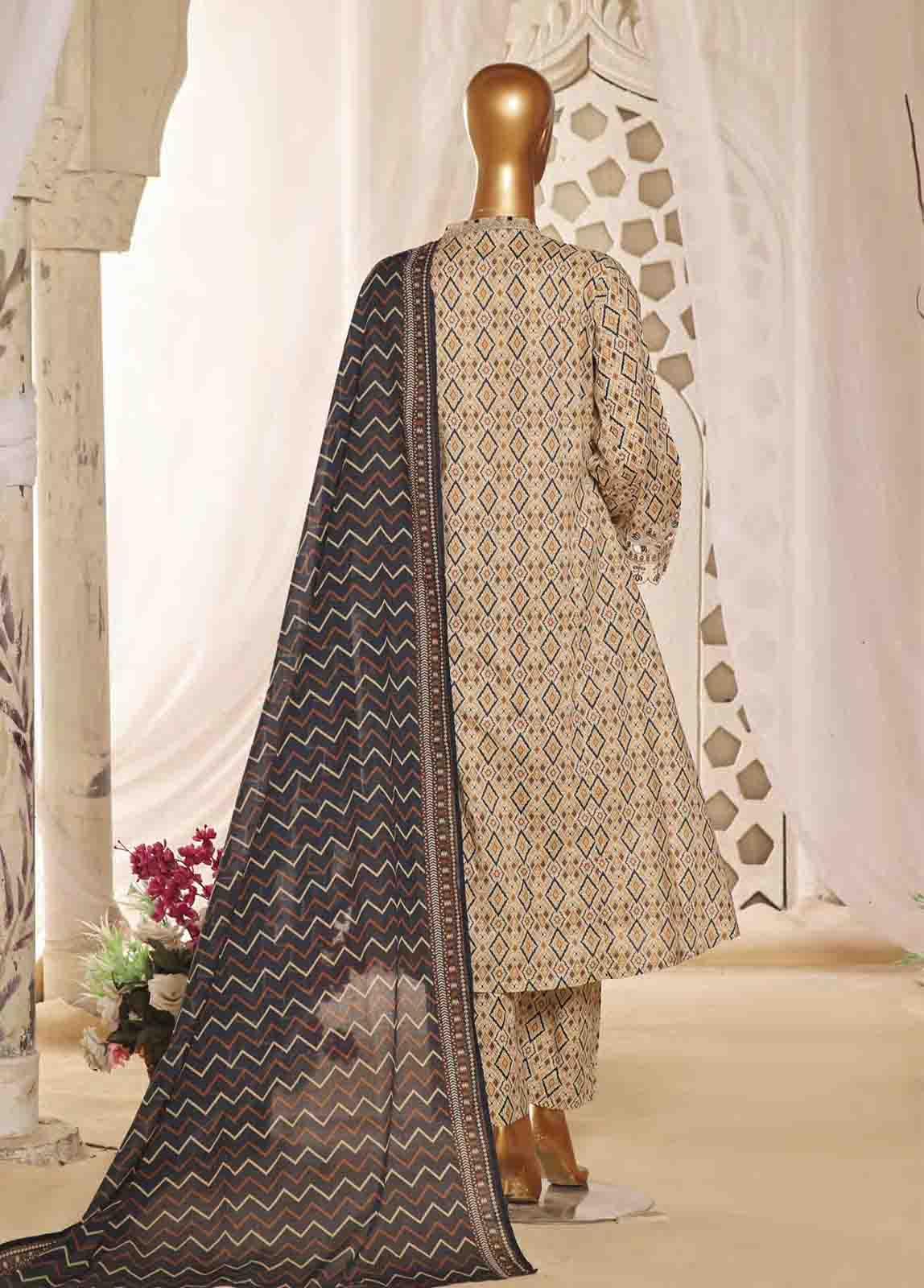 Bin Saeed Fabric - SMLF-FR-633- 3 Piece Embroidered Stitched Suit