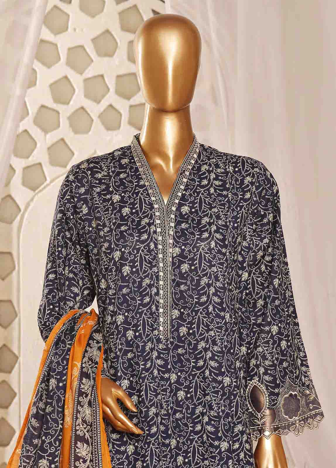 Bin Saeed Fabric - SMLF-FR-635- 3 Piece Embroidered Stitched Suit