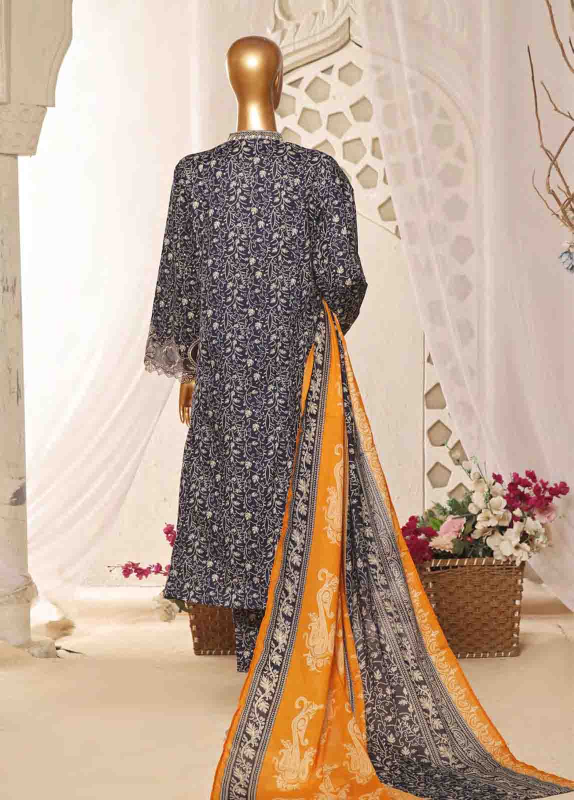 Bin Saeed Fabric - SMLF-FR-635- 3 Piece Embroidered Stitched Suit