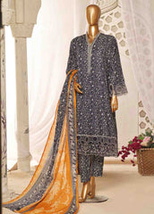 SMLF-FR-635- 3 Piece Embroidered Stitched Suit