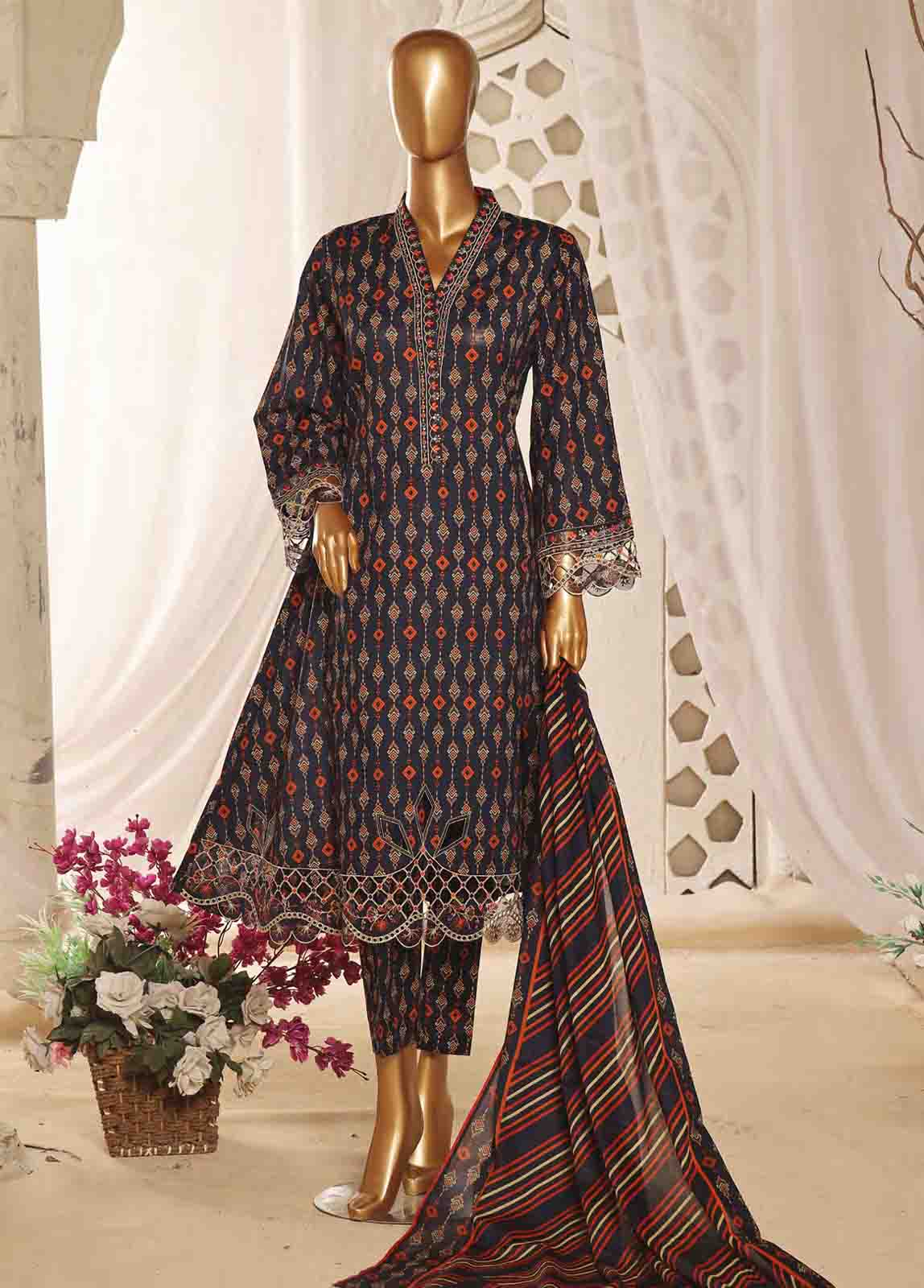 Bin Saeed Fabric - SMLF-FR-636- 3 Piece Embroidered Stitched Suit
