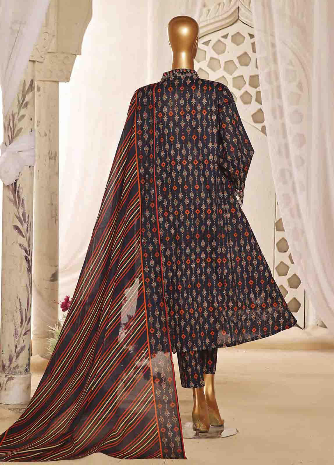 Bin Saeed Fabric - SMLF-FR-636- 3 Piece Embroidered Stitched Suit