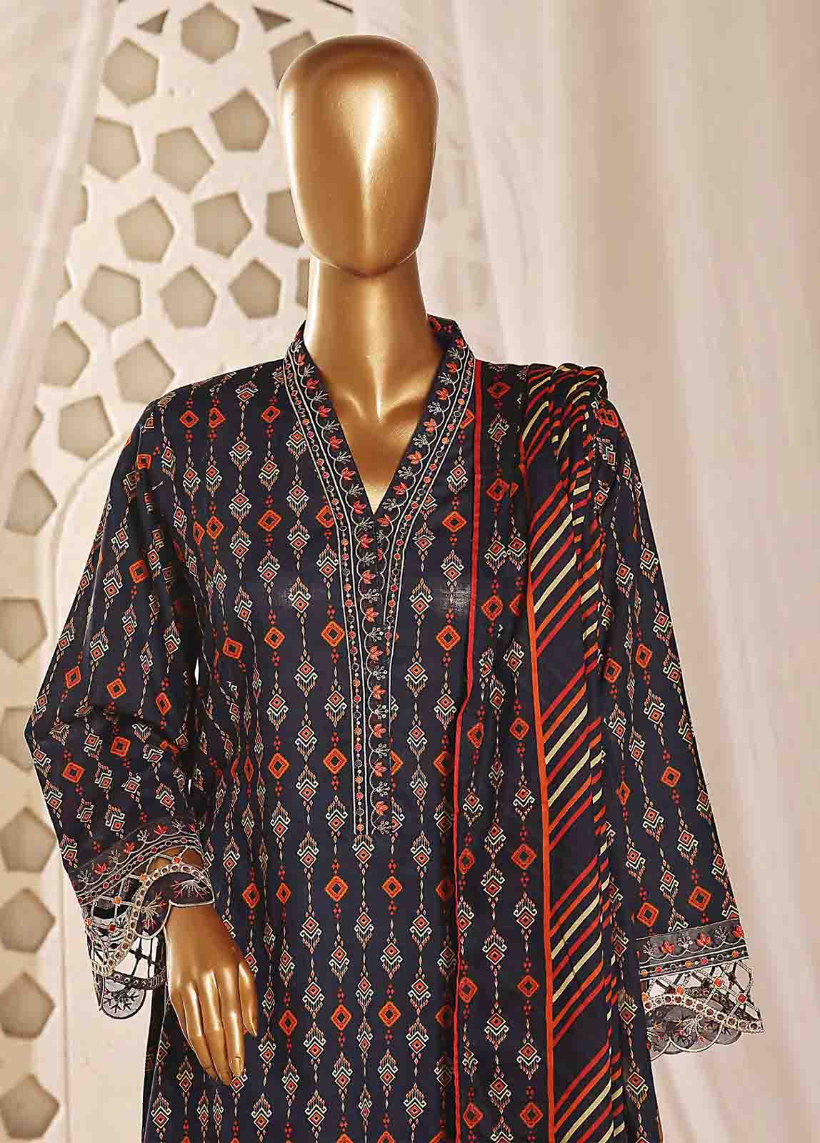 SMLF-FR-636- 3 Piece Embroidered Stitched Suit