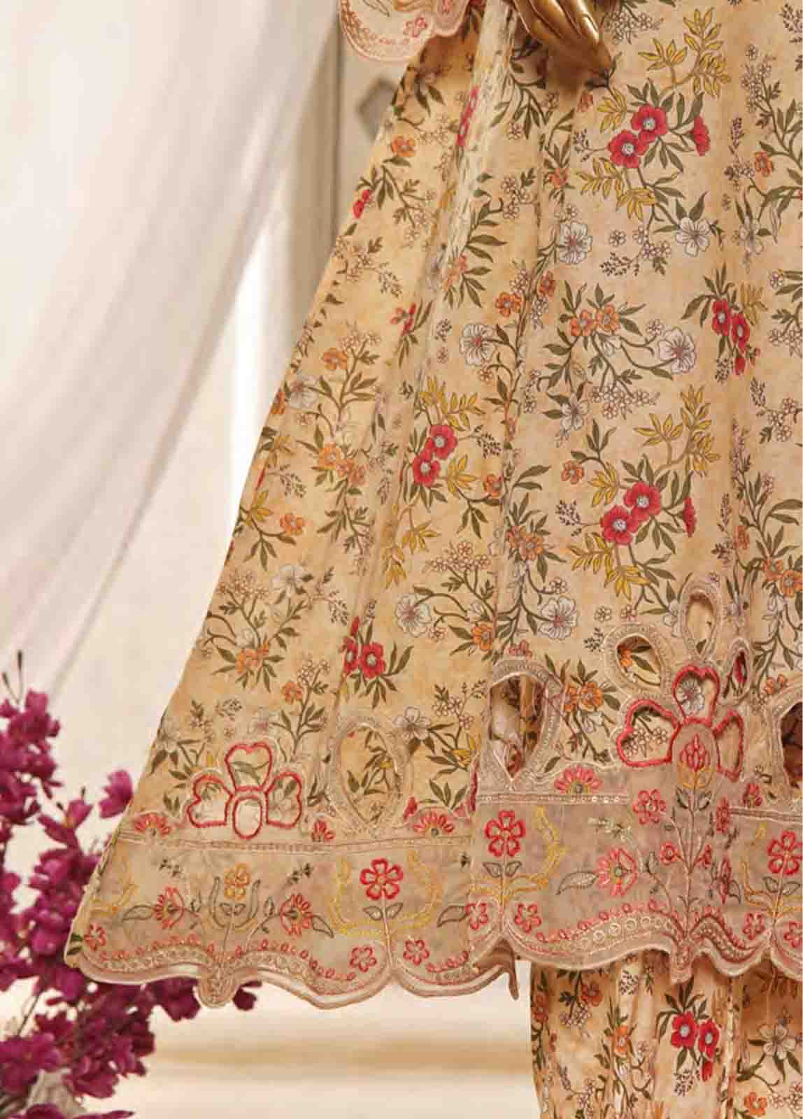 Bin Saeed Fabric - SMLF-FR-639- 3 Piece Embroidered Stitched Suit