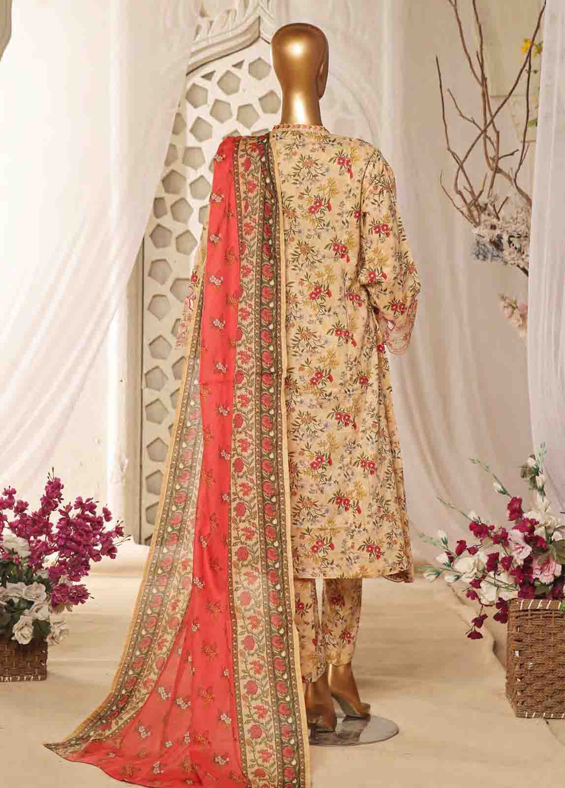 Bin Saeed Fabric - SMLF-FR-639- 3 Piece Embroidered Stitched Suit