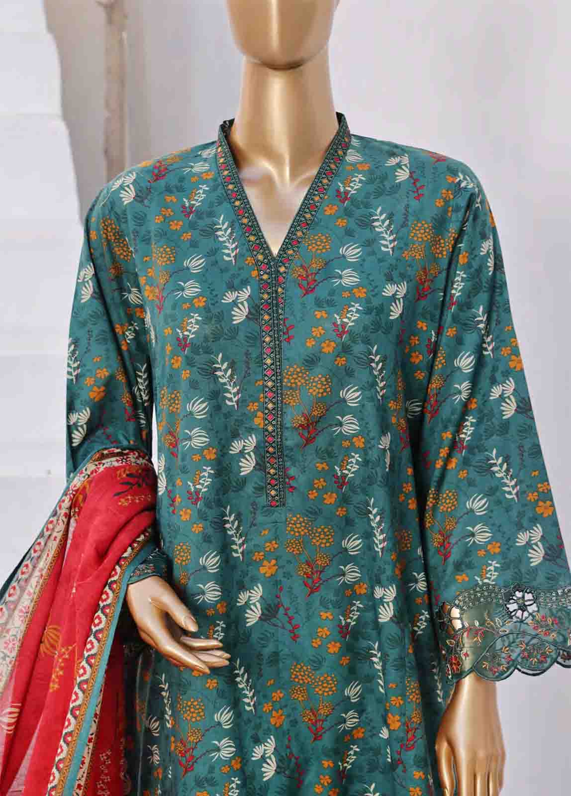 Bin Saeed Fabric - SMLF-FR-640- 3 Piece Embroidered Stitched Suit