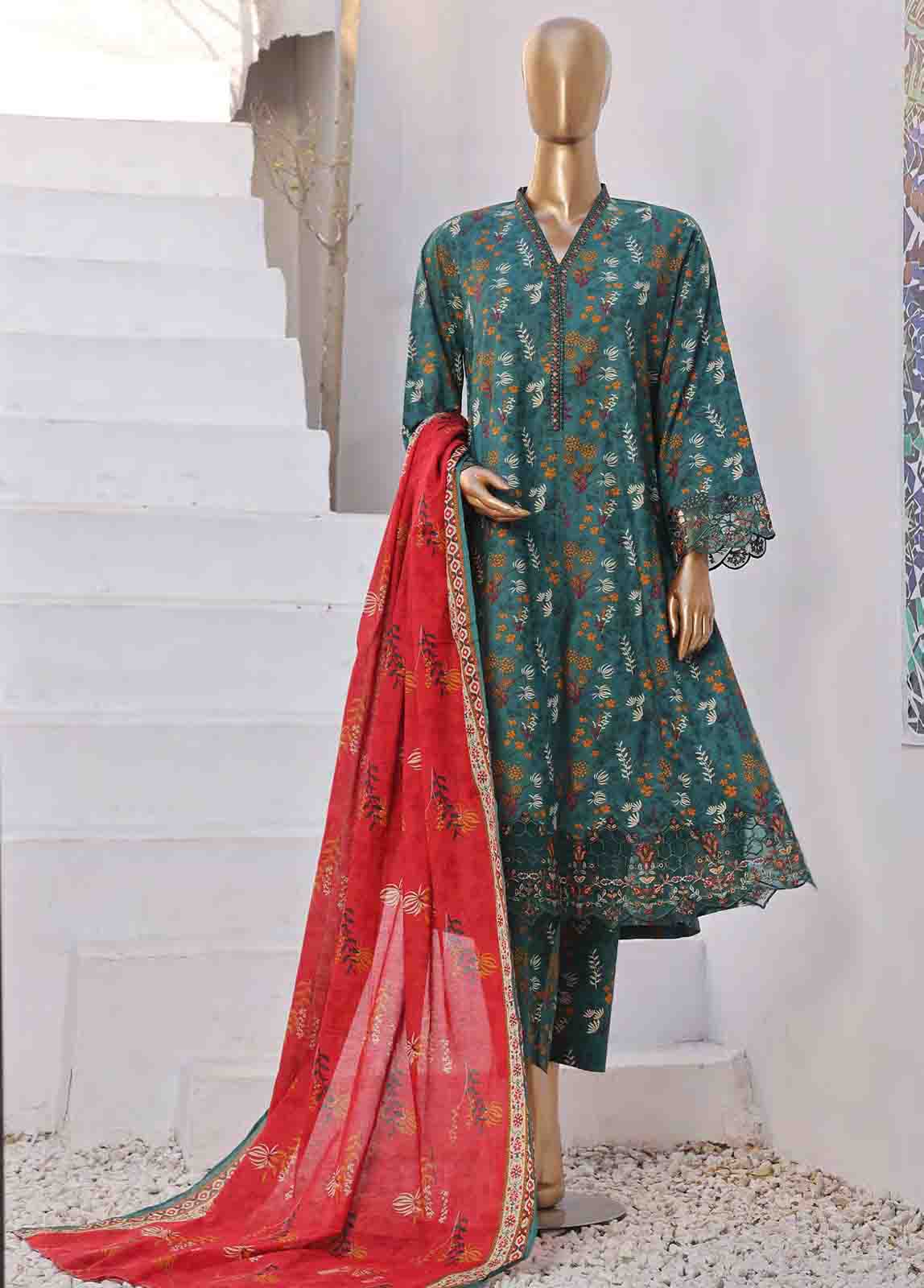 SMLF-FR-640- 3 Piece Embroidered Stitched Suit