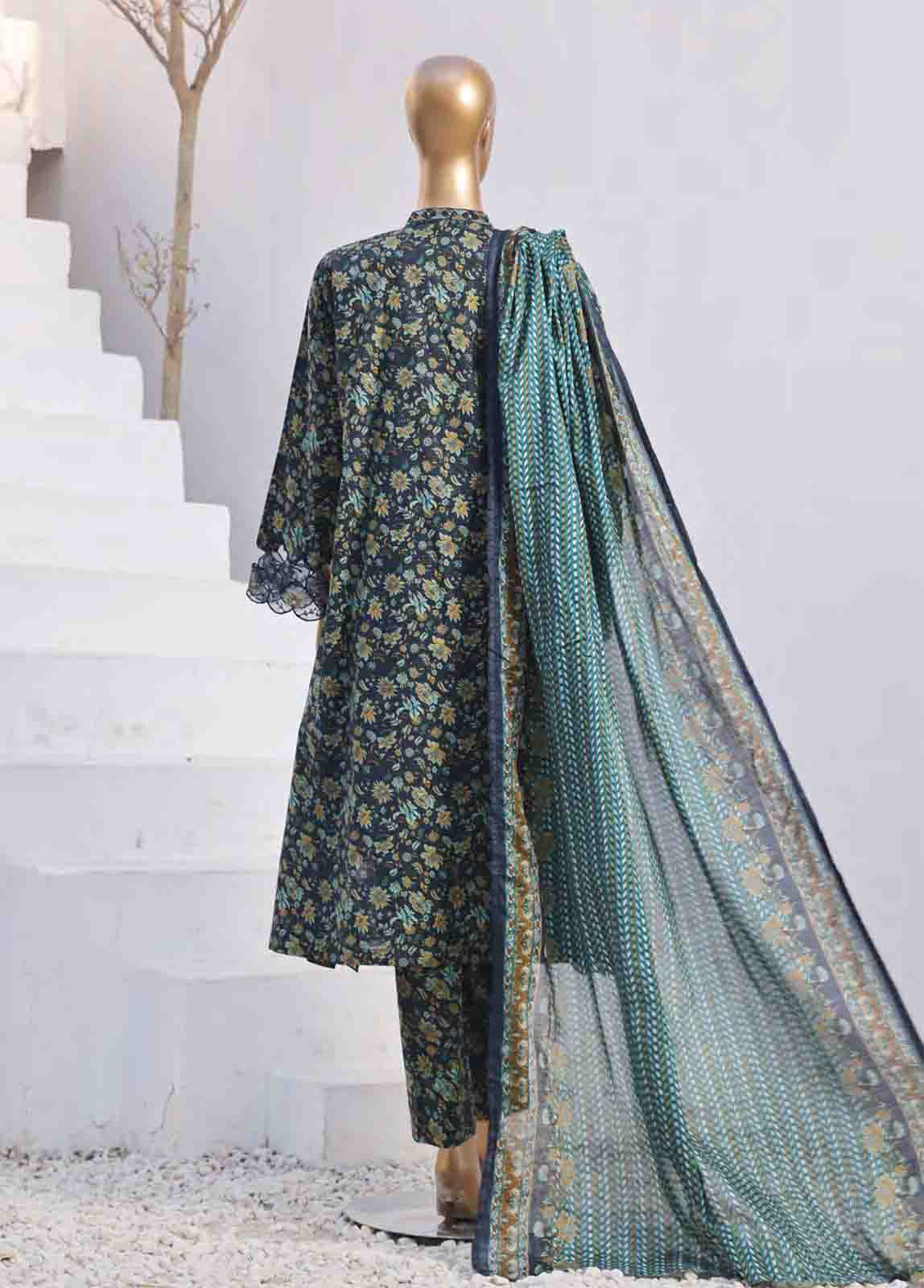 Bin Saeed Fabric - SMLF-FR-643- 3 Piece Embroidered Stitched Suit