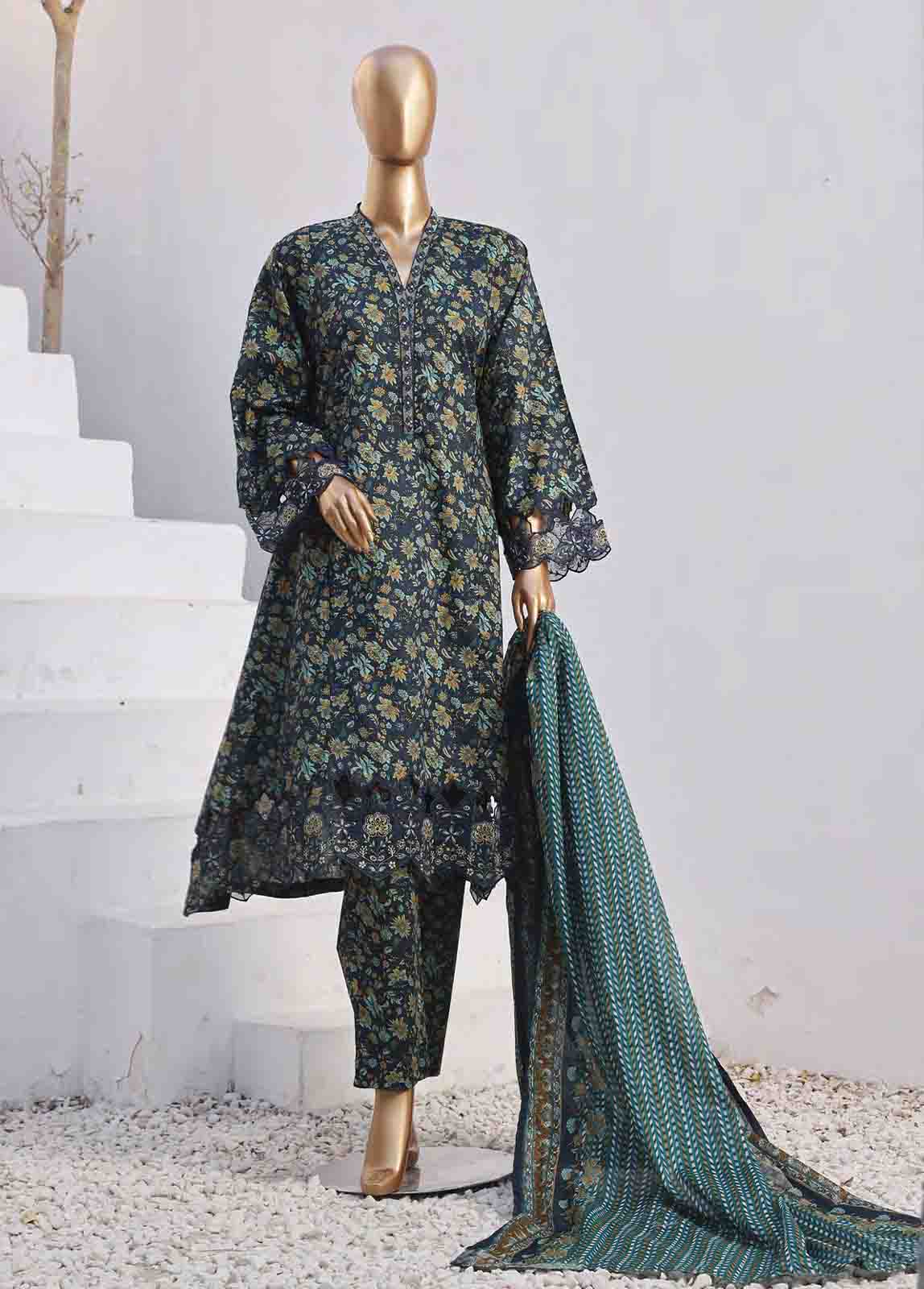 Bin Saeed Fabric - SMLF-FR-643- 3 Piece Embroidered Stitched Suit