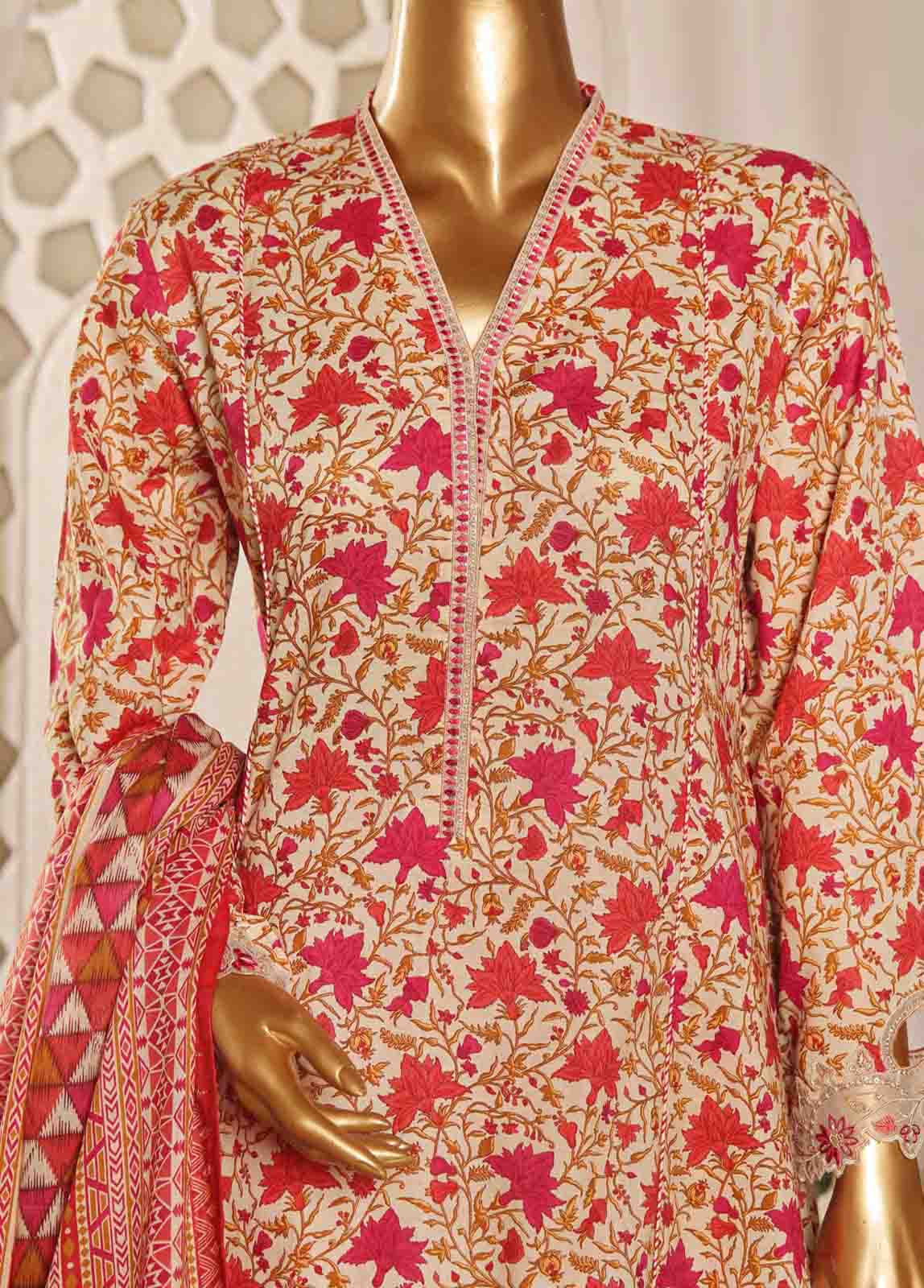 Bin Saeed Fabric - SMLF-FR-645- 3 Piece Frock Style Stitched Suit