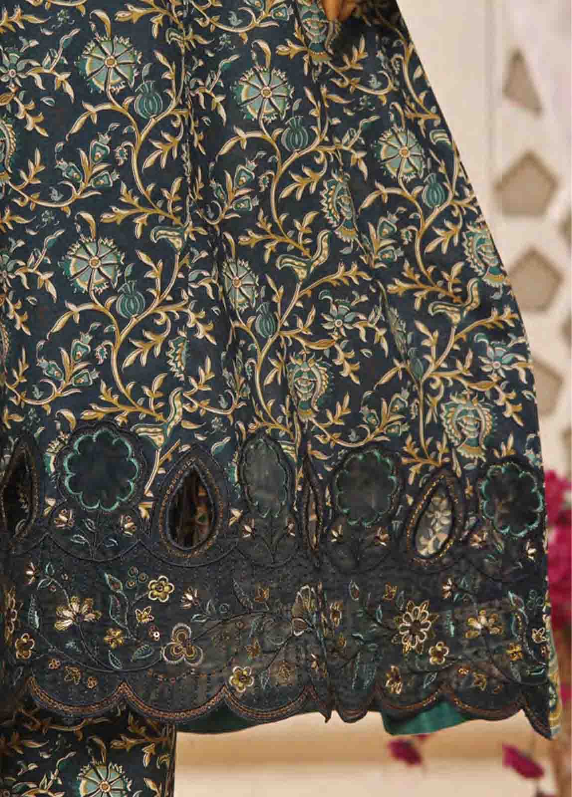 Bin Saeed Fabric - SMLF-FR-646- 3 Piece Frock Style Stitched Suit