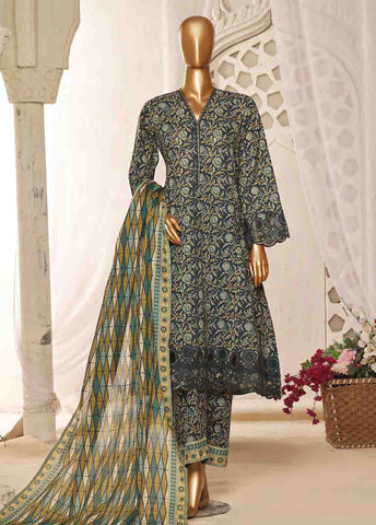 Bin Saeed Fabric - SMLF-FR-646- 3 Piece Frock Style Stitched Suit