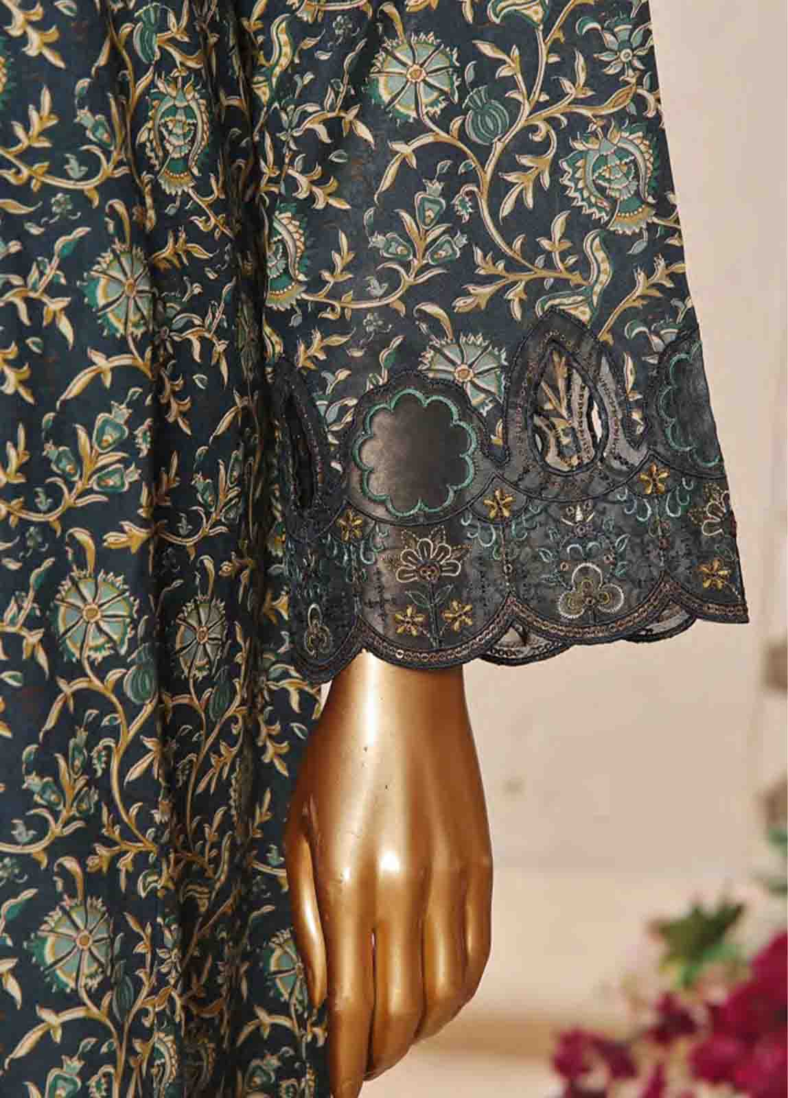 Bin Saeed Fabric - SMLF-FR-646- 3 Piece Frock Style Stitched Suit