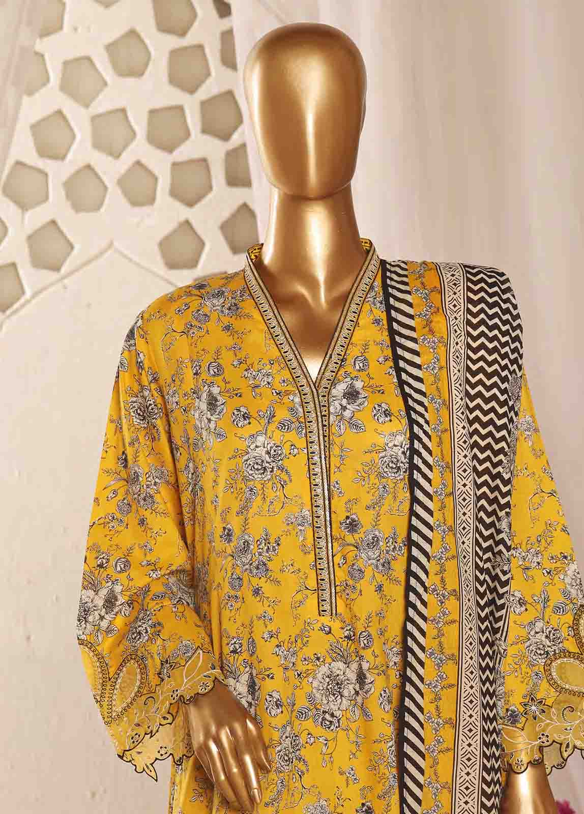 Bin Saeed Fabric - SMLF-FR-647- 3 Piece Embroidered Stitched Suit