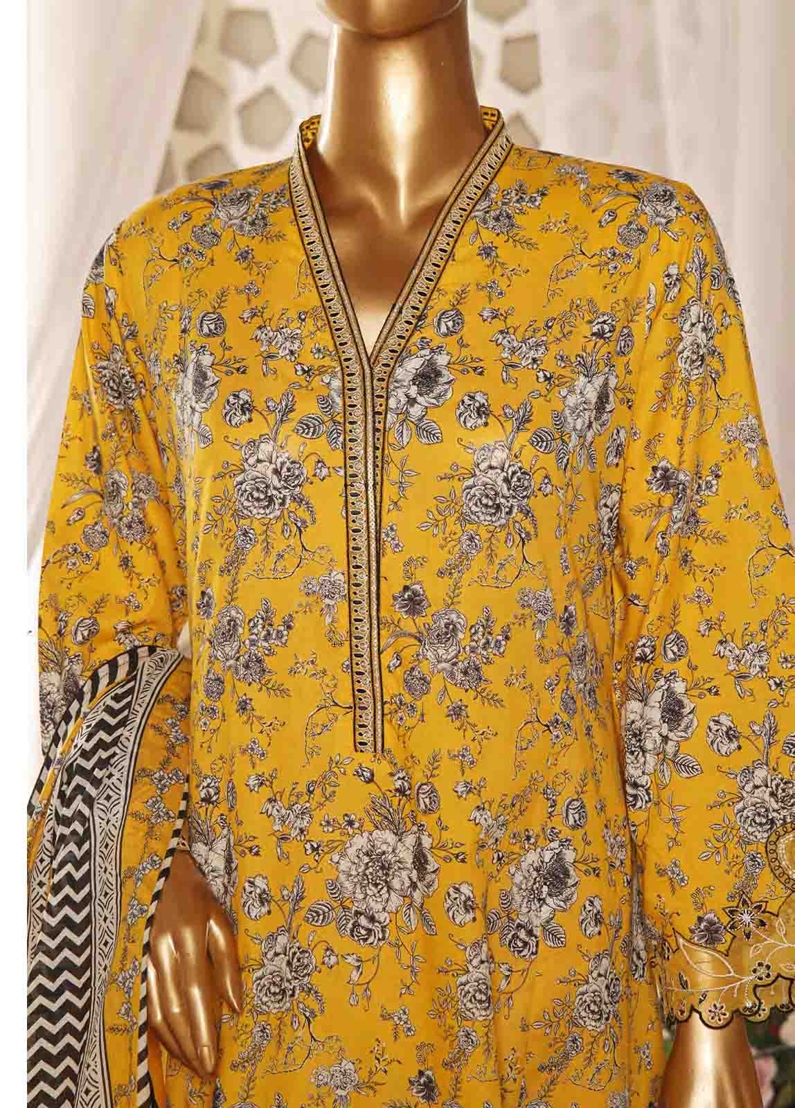 Bin Saeed Fabric - SMLF-FR-647- 3 Piece Embroidered Stitched Suit