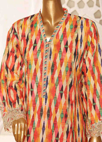 Bin Saeed Fabric - SMLF-FR-651- 3 Piece Frock Style Stitched Suit