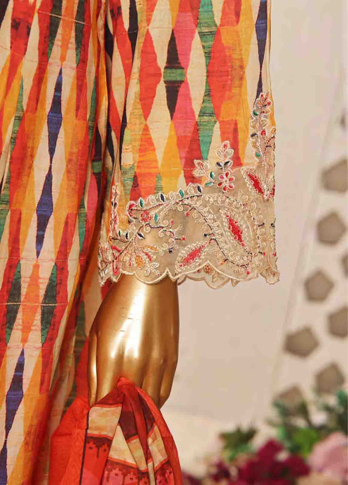 Bin Saeed Fabric - SMLF-FR-651- 3 Piece Frock Style Stitched Suit