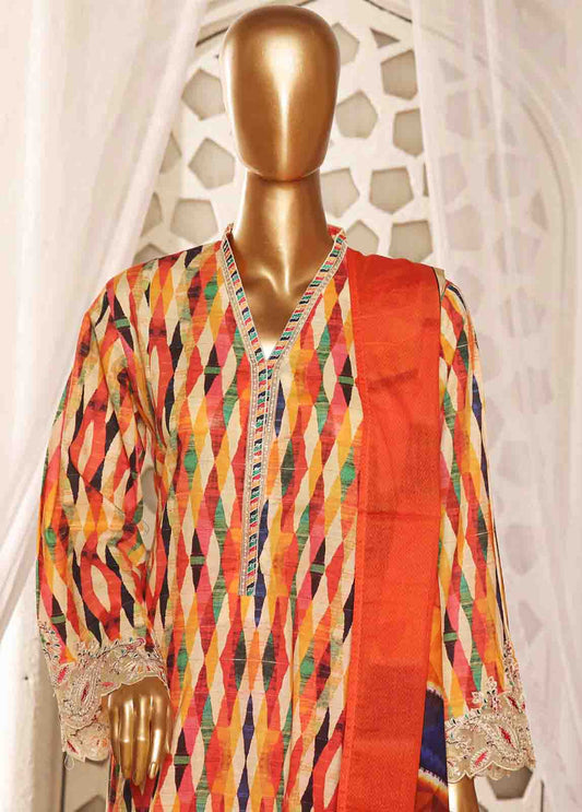 Bin Saeed Fabric - SMLF-FR-651- 3 Piece Frock Style Stitched Suit