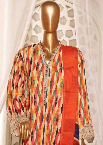 Bin Saeed Fabric - SMLF-FR-651- 3 Piece Frock Style Stitched Suit