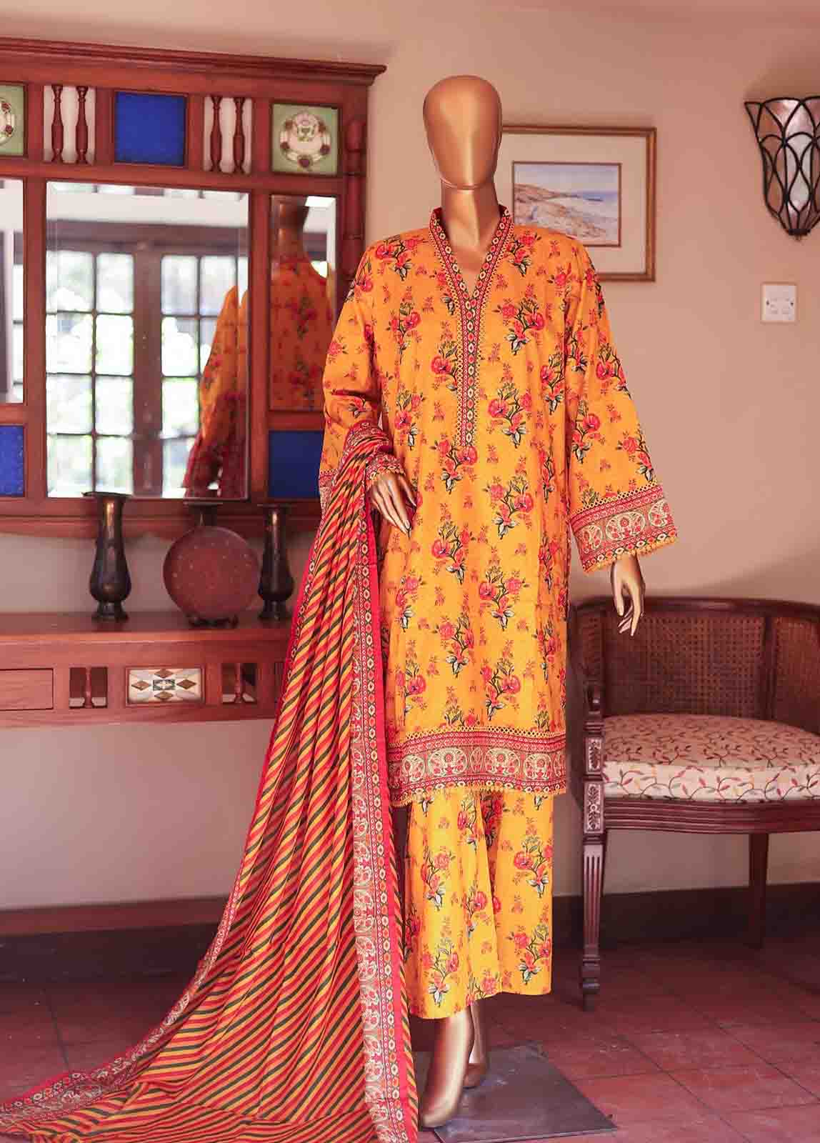 Bin Saeed Fabric - SMLF-PR-0124 - 3 Piece Printed Stitched Suit