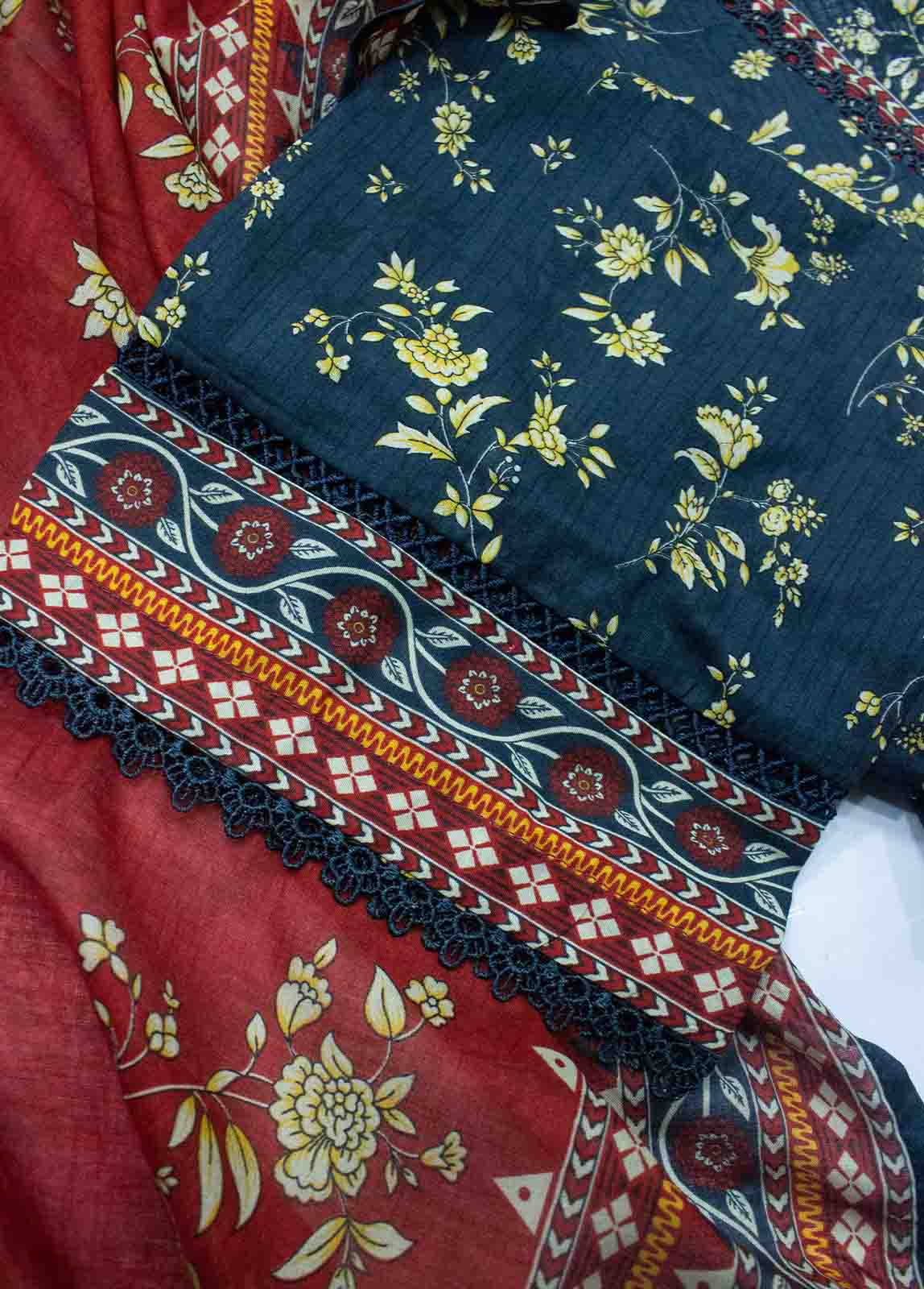 Bin Saeed Fabric - SMLF-PR-0126- 3 Piece Printed Stitched Suit