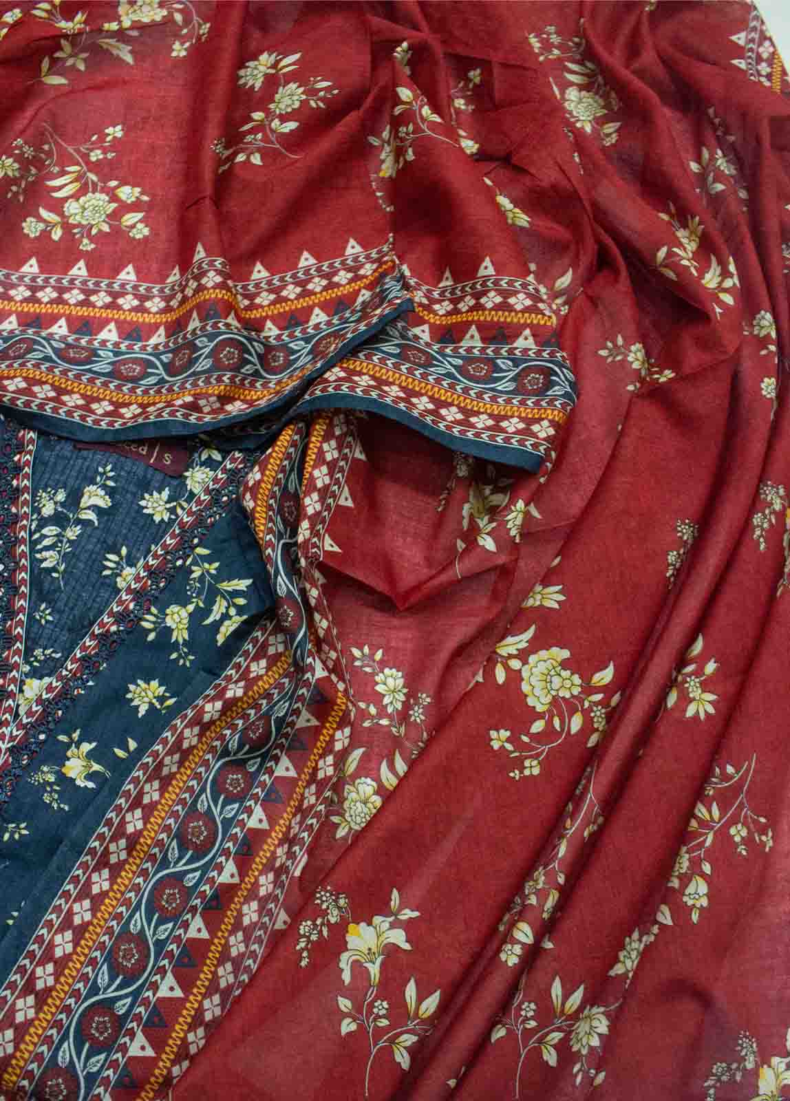 Bin Saeed Fabric - SMLF-PR-0126- 3 Piece Printed Stitched Suit