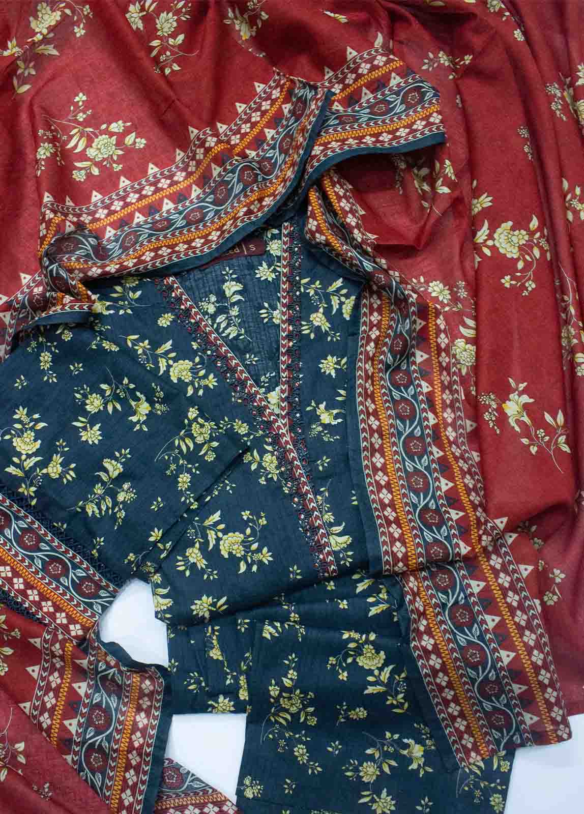 SMLF-PR-0126- 3 Piece Printed Stitched Suit