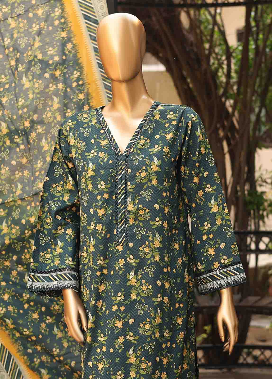 Bin Saeed Fabric - SMLF-PR-0138 - 3 Piece Printed Stitched Suit