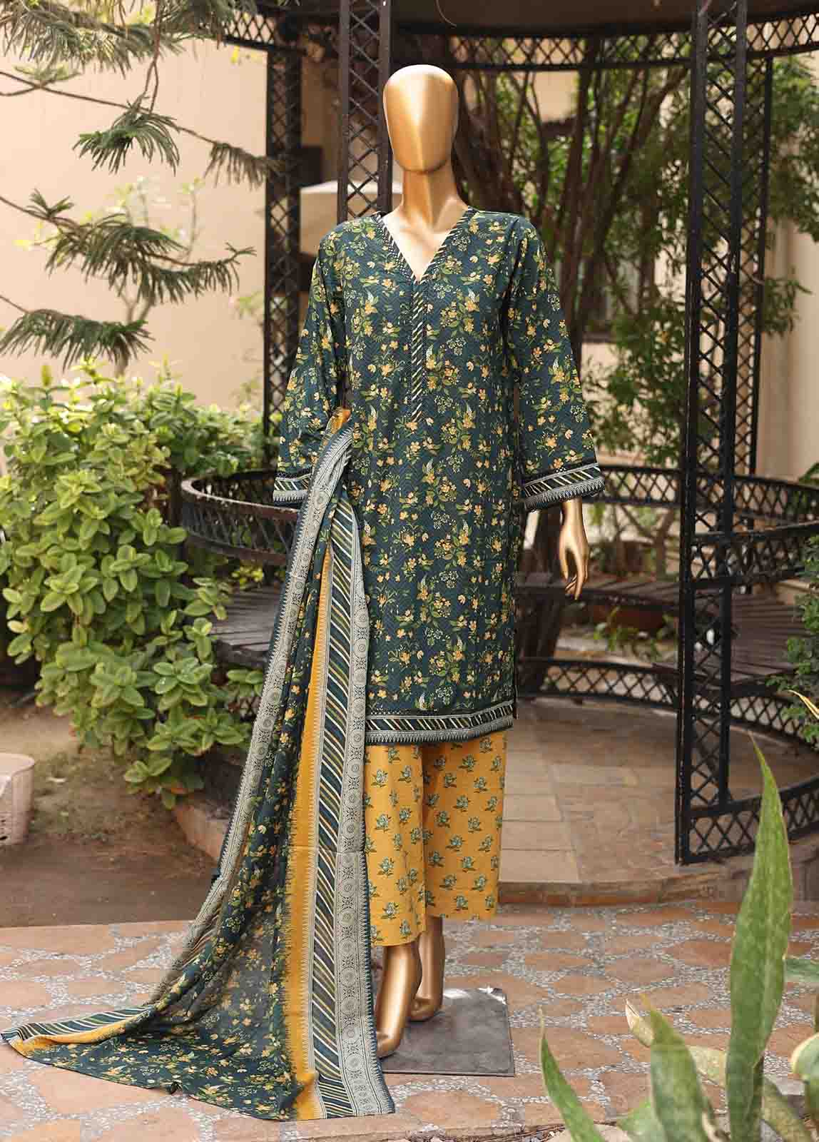 Bin Saeed Fabric - SMLF-PR-0138 - 3 Piece Printed Stitched Suit