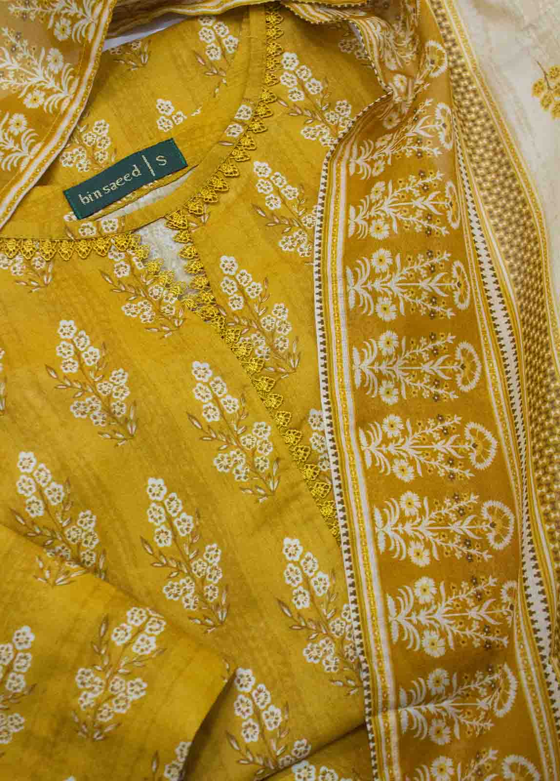 Bin Saeed Fabric - SMLF-PR-0154- 3 Piece Printed Stitched Suit