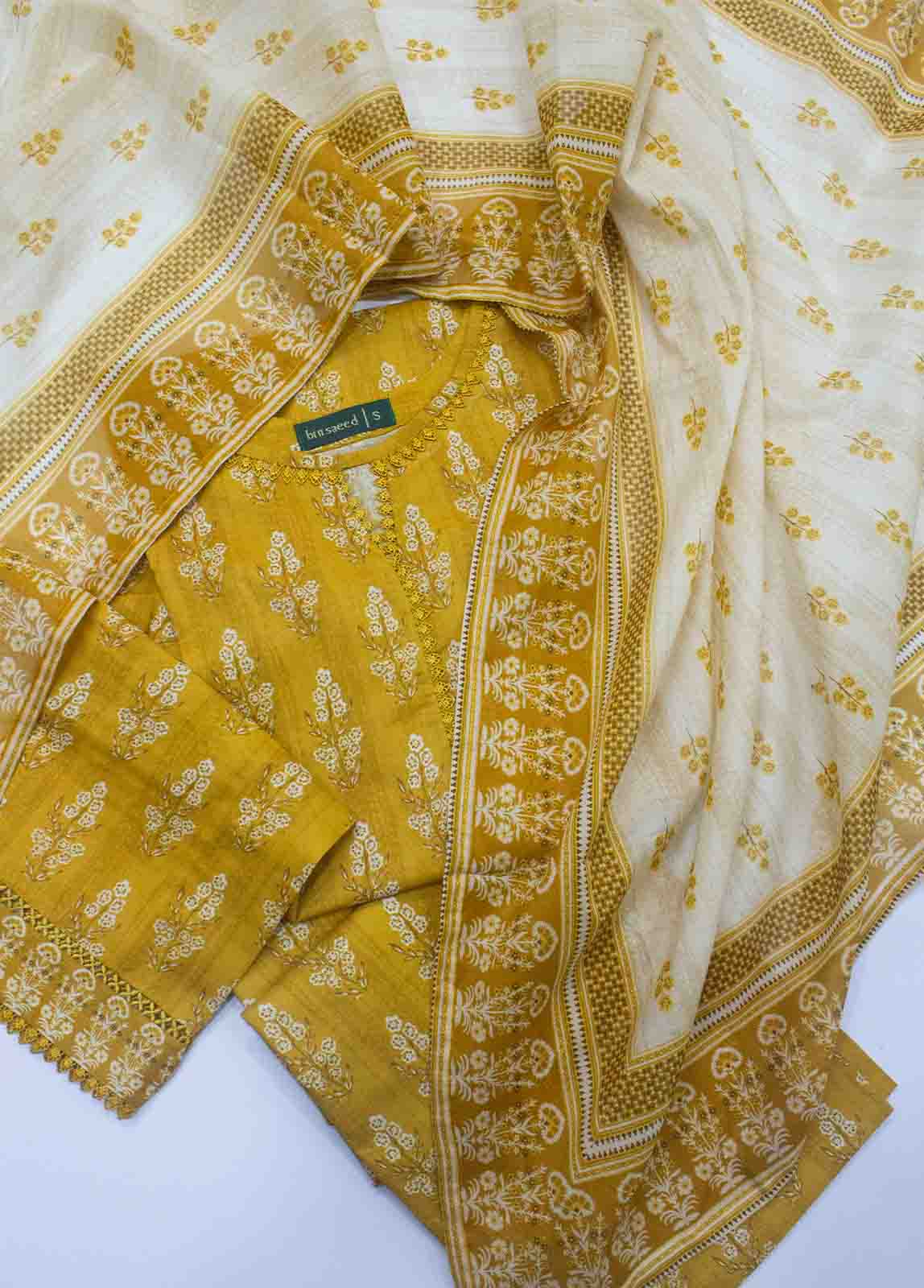 Bin Saeed Fabric - SMLF-PR-0154- 3 Piece Printed Stitched Suit