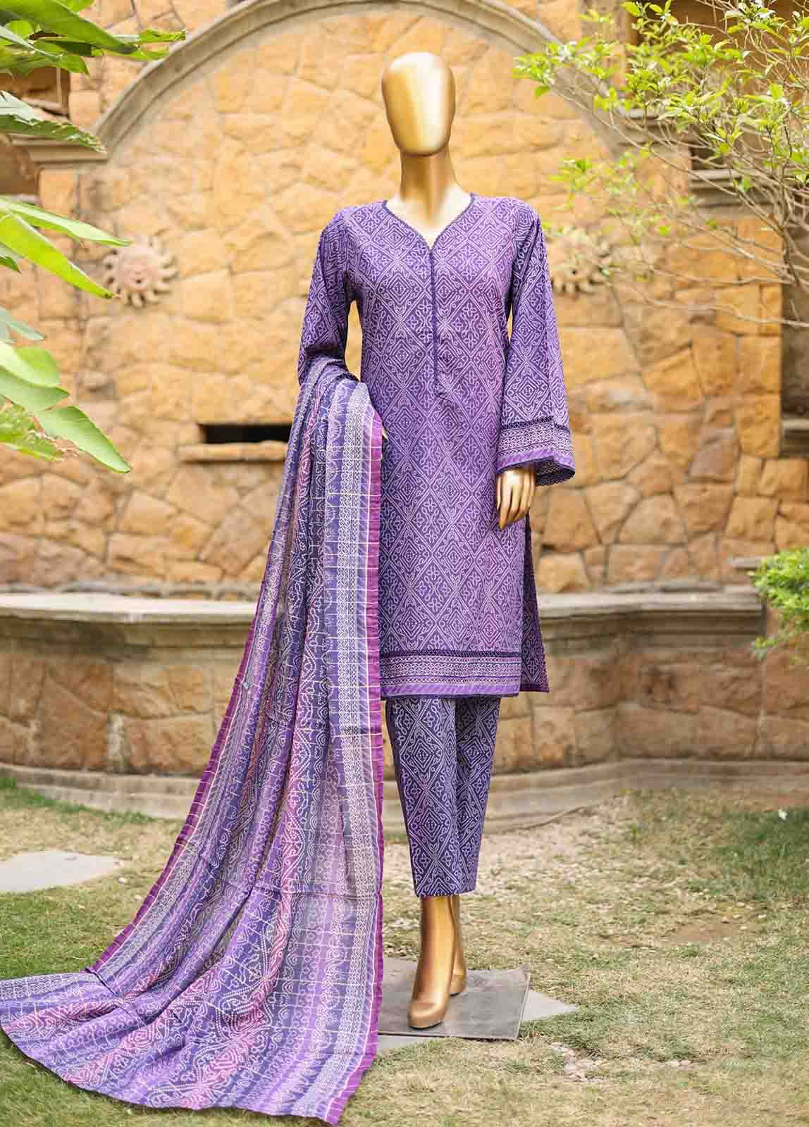 Bin Saeed Fabric - SMLF-PR-0451 - 3 Piece Printed Stitched Suit
