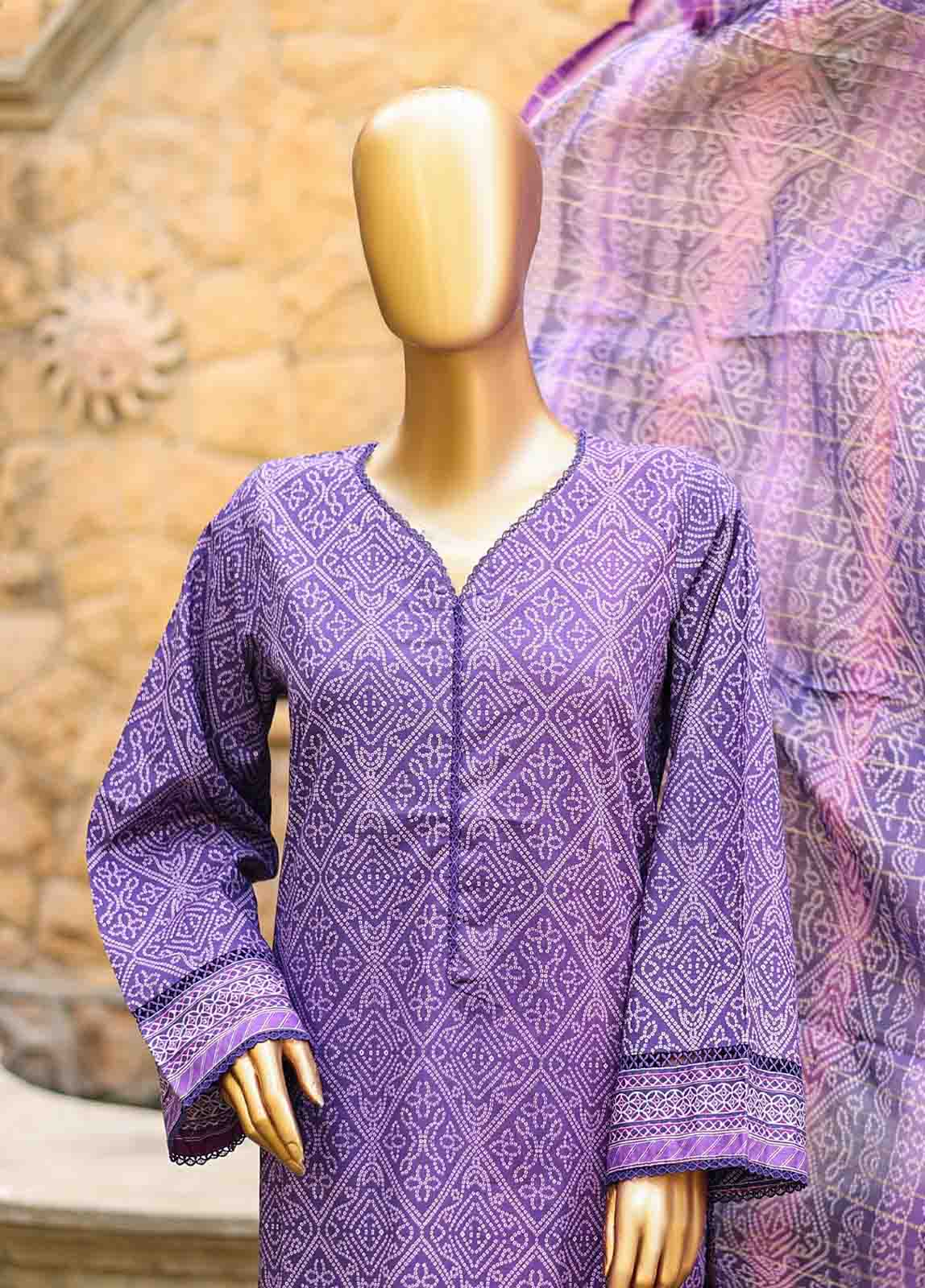 Bin Saeed Fabric - SMLF-PR-0451 - 3 Piece Printed Stitched Suit