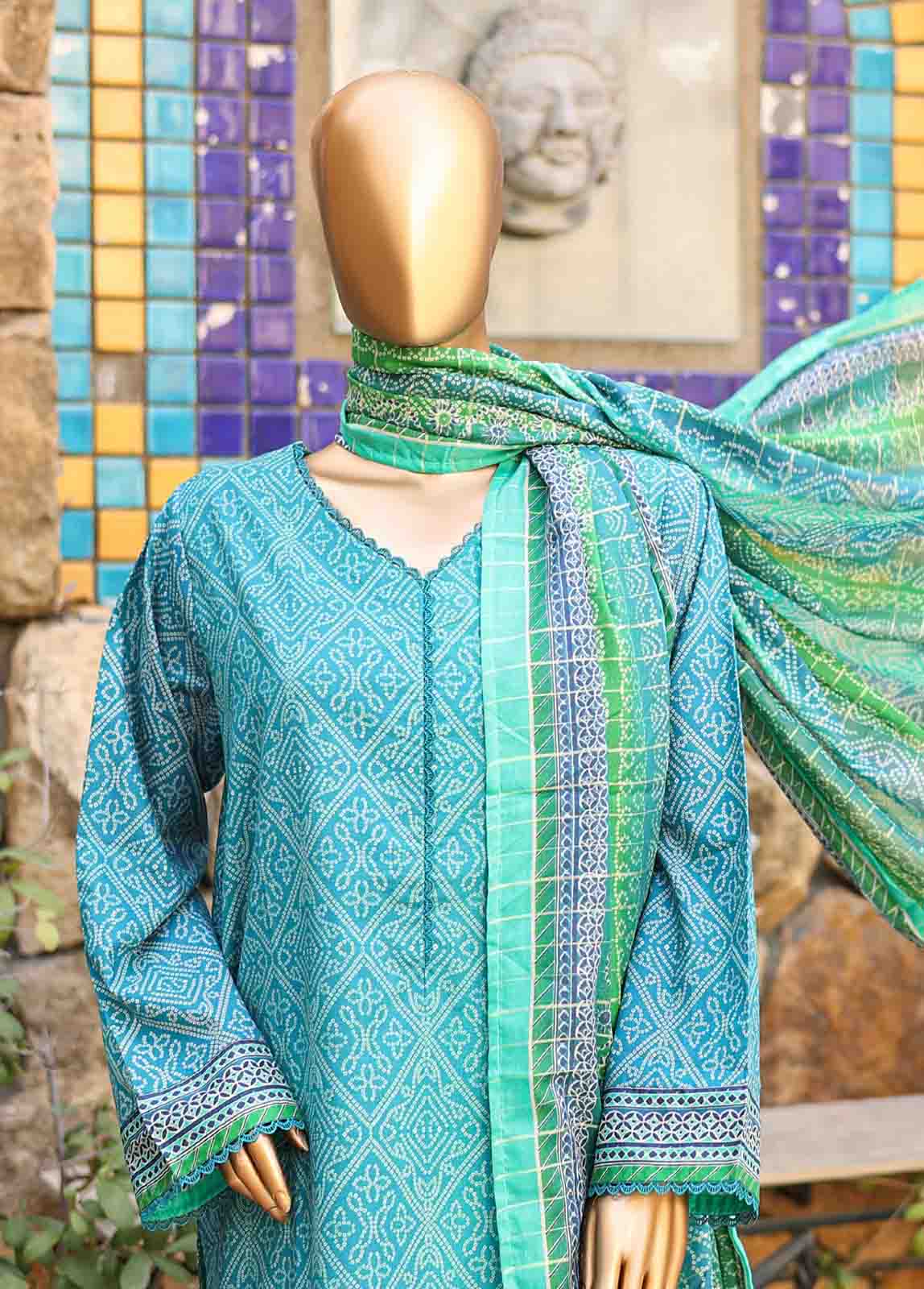 Bin Saeed Fabric - SMLF-PR-0452 - 3 Piece Printed Stitched Suit