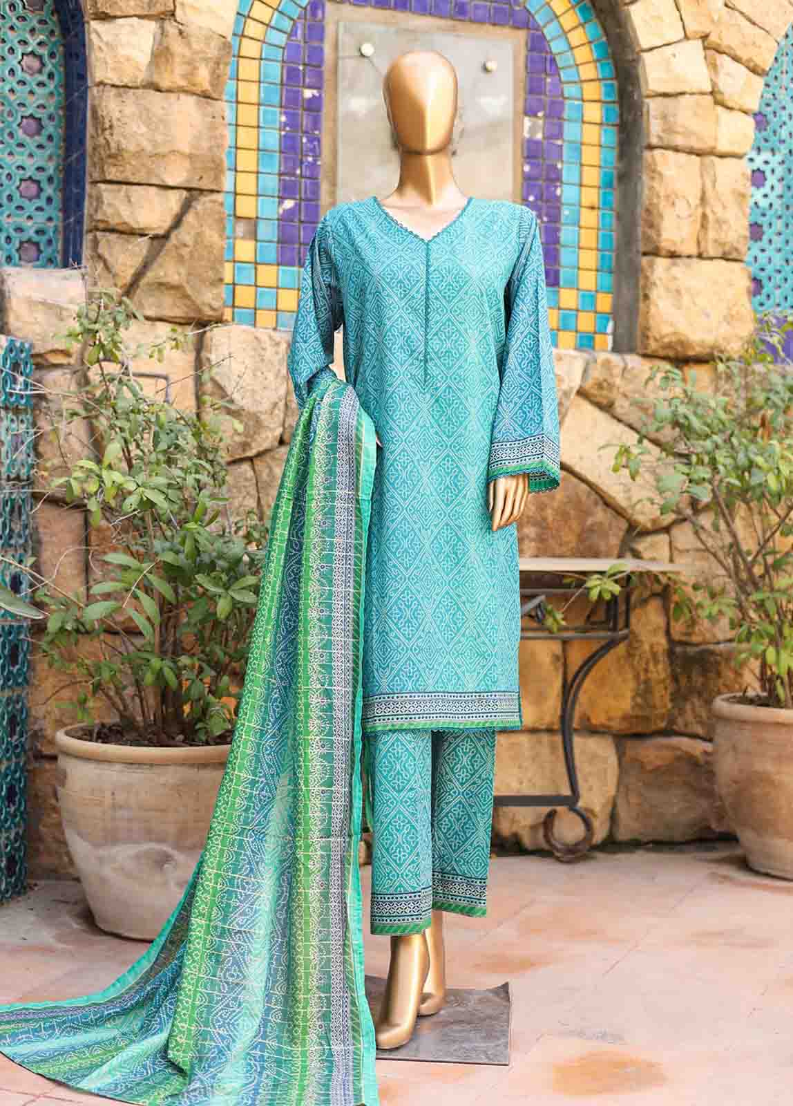 Bin Saeed Fabric - SMLF-PR-0452 - 3 Piece Printed Stitched Suit