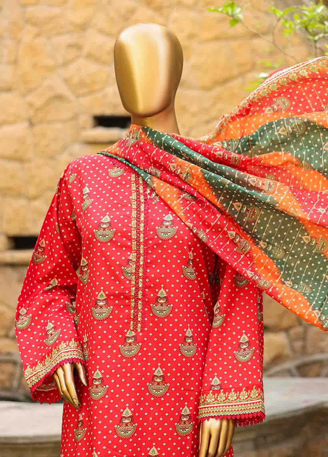 Bin Saeed Fabric - SMLF-PR-0454 - 3 Piece Printed Stitched Suit